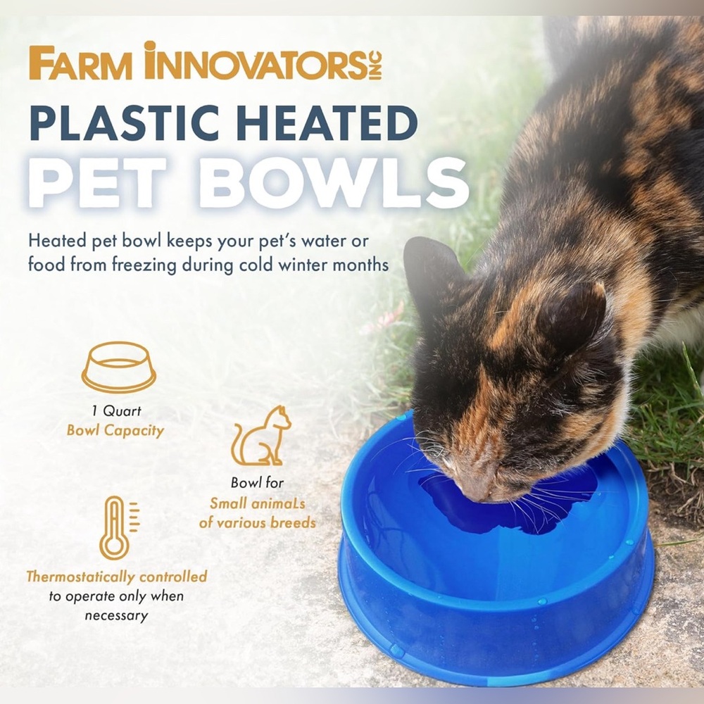 Farm Innovators 1 Quart Plastic Heated Pet Bowl